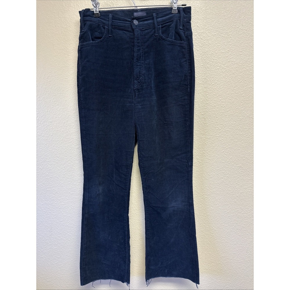 Mother The Hustler Ankle Fray Corduroy Pants 27 Hopscotch Navy blue Raw Hem